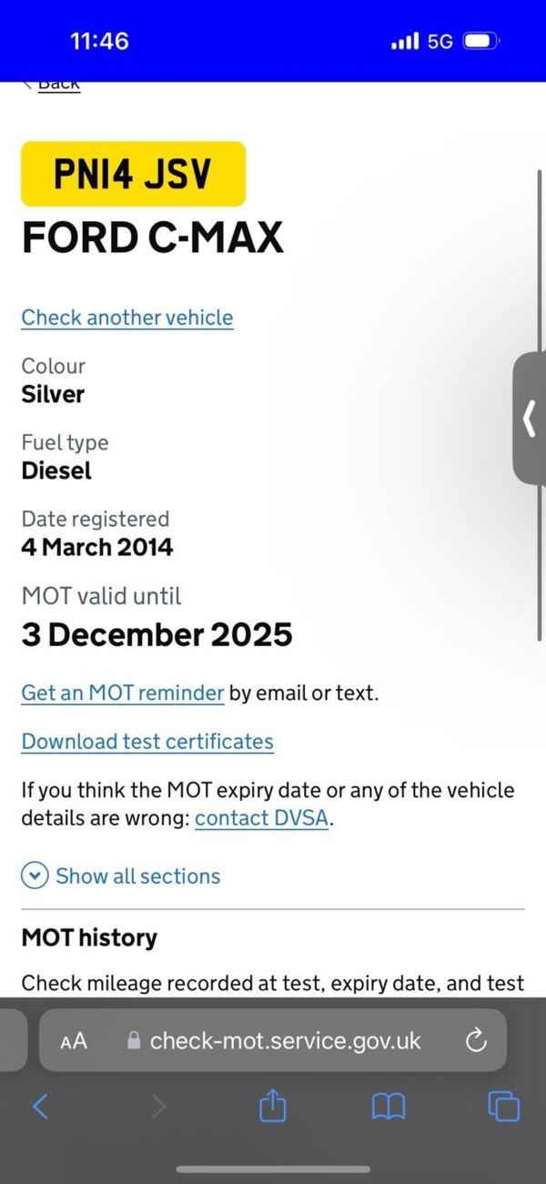 2014 (14) Ford C-Max 1.6 TDCi Zetec 5dr MOT DECEMBER 2025. For Sale In Edinburgh, Mid Lothian